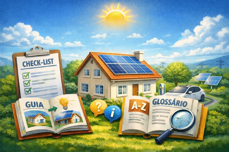 Central de Referência — FAQ, Glossário Técnico e Checklists Práticos sobre Energia Solar Residencial