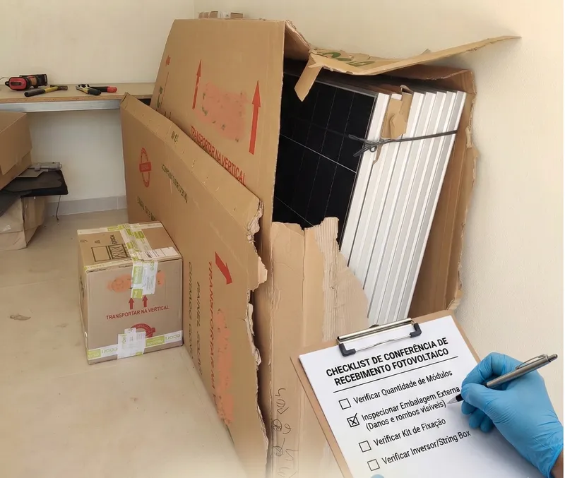 Conferência de Kit Fotovoltaico — Guia Prático de Inspeção e Recebimento de Painéis Solares