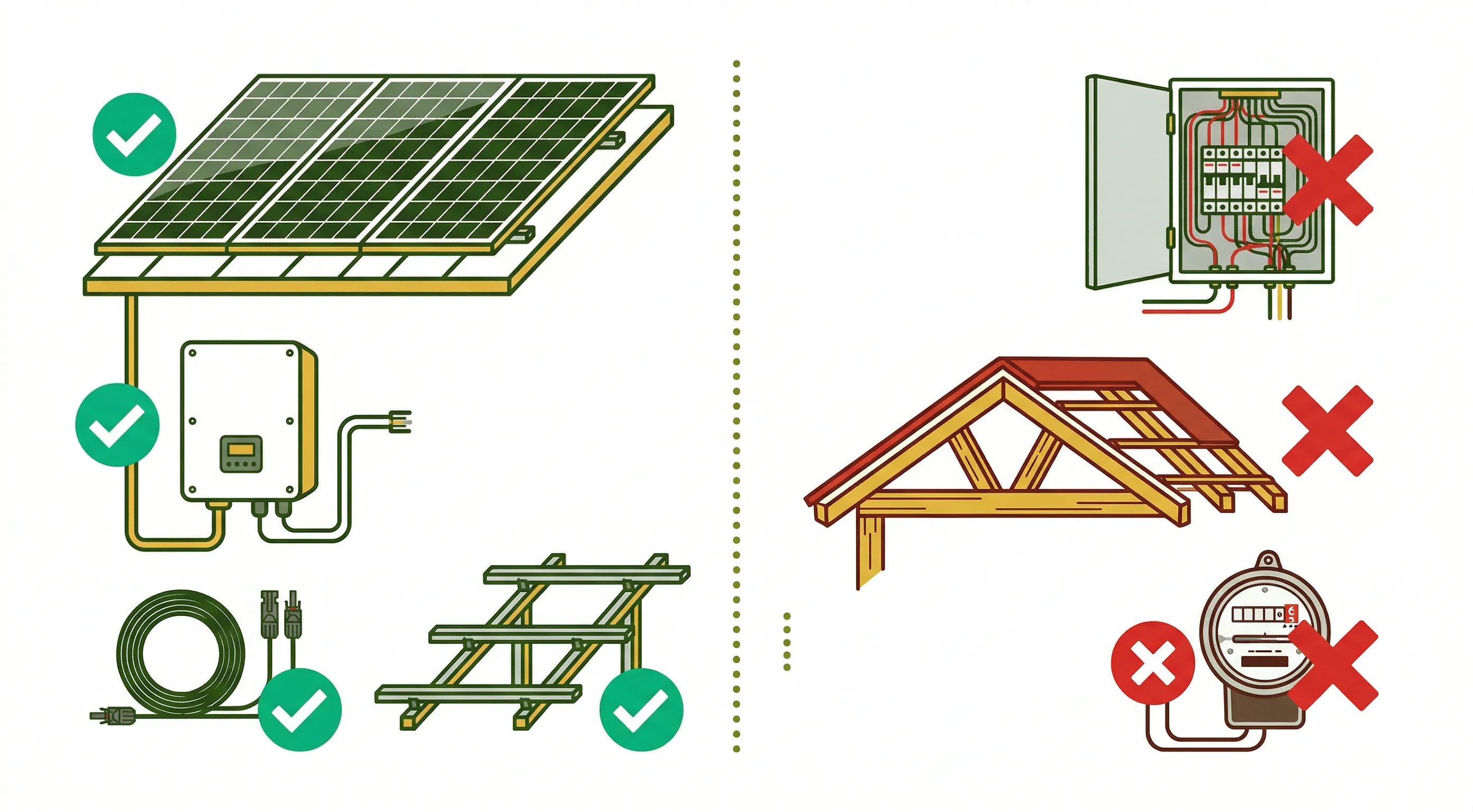 O que está incluído vs o que NÃO está incluído no orçamento solar