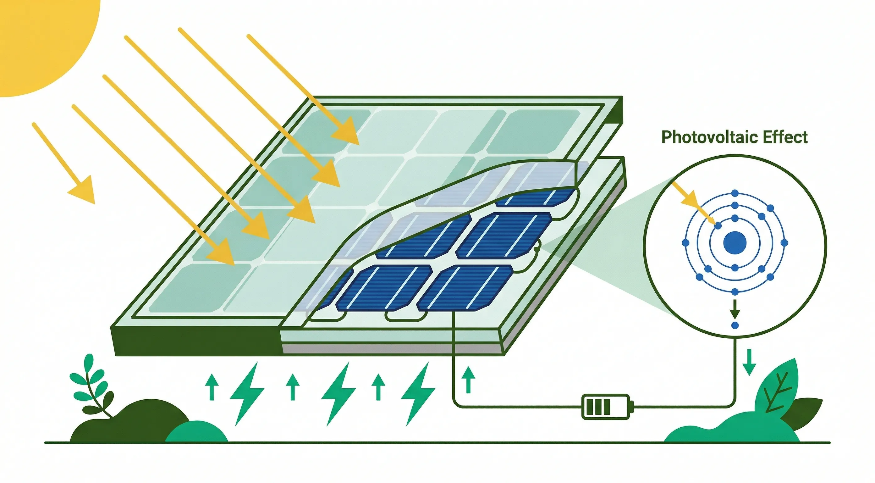 Painéis solares fotovoltaicos: como as células de silício convertem luz em eletricidade