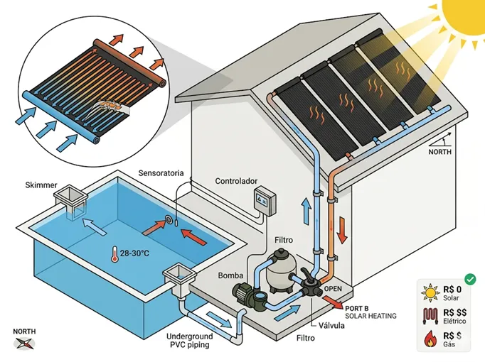 Aquecimento solar de piscina: como funciona o sistema EPDM