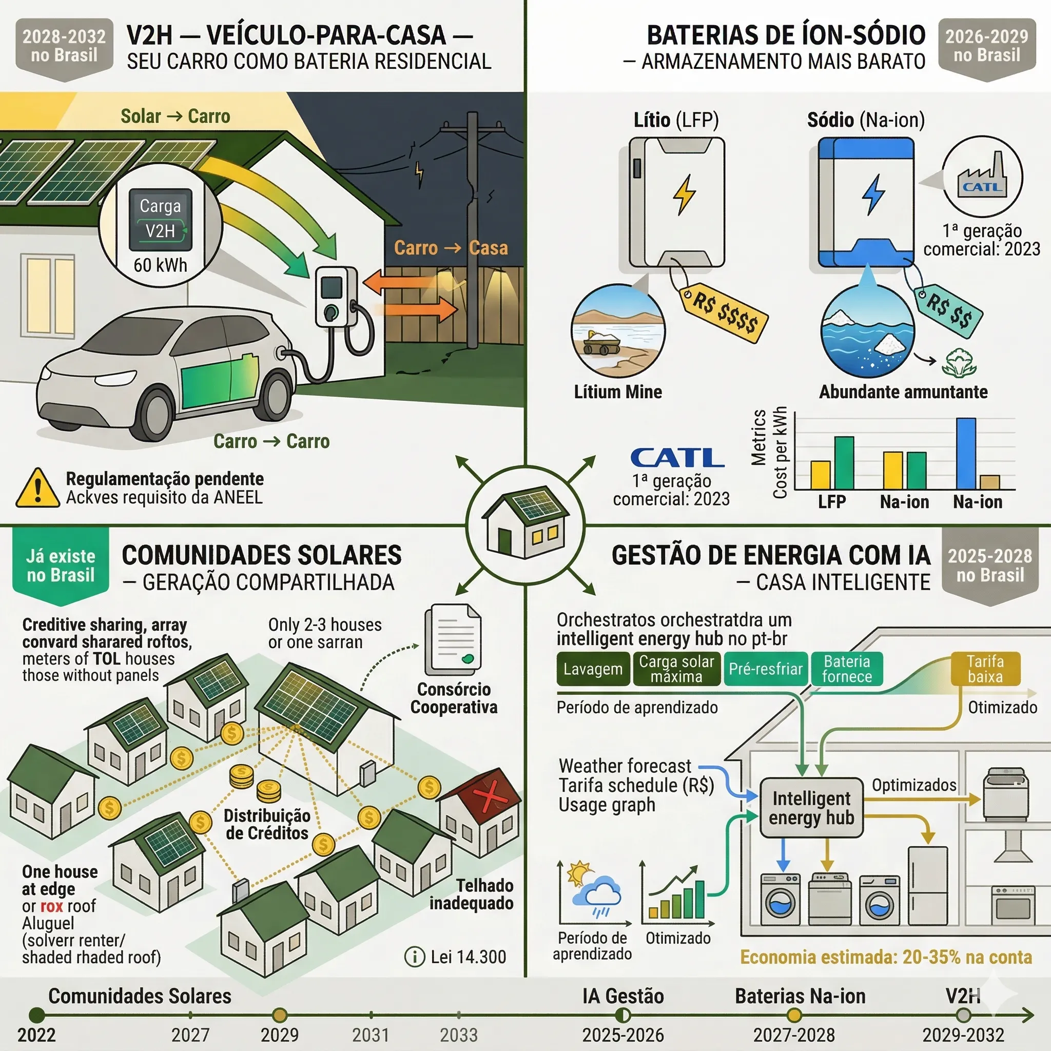 Tendências: baterias de sódio-íon e vehicle-to-home (V2H)