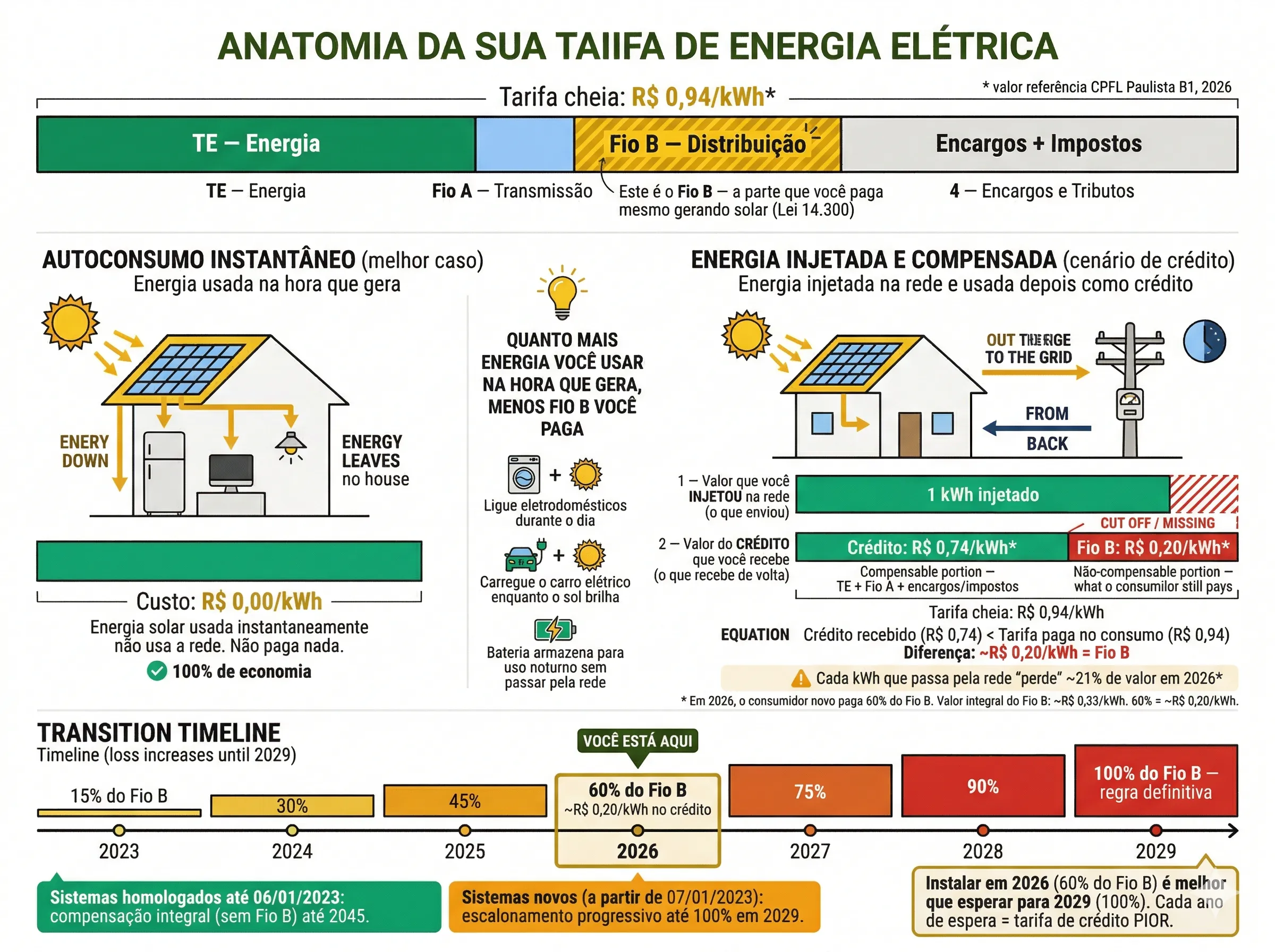 Como o Fio B afeta sua conta de luz: a parcela que passou a ser cobrada