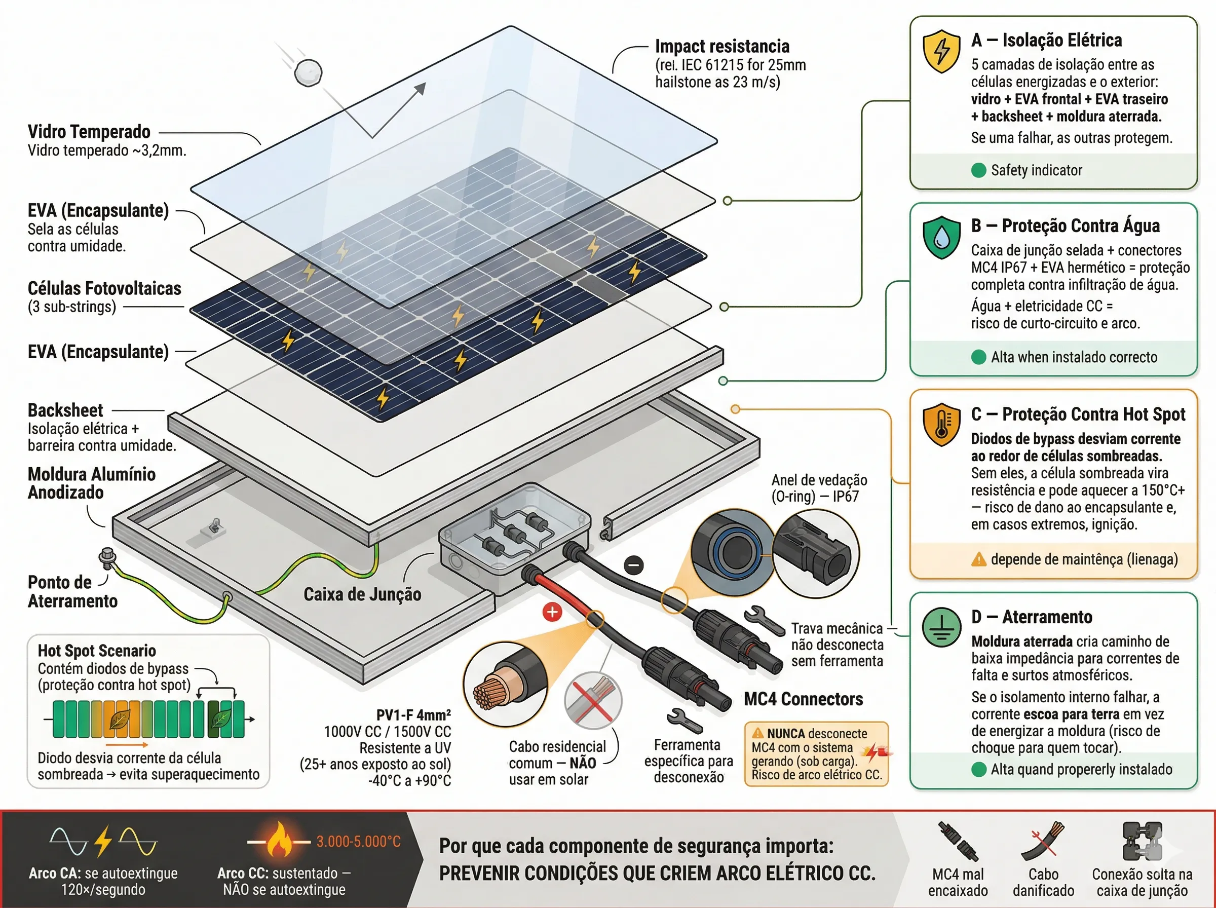 Mito: painel solar dá choque? Na verdade, o sistema tem múltiplas proteções elétricas