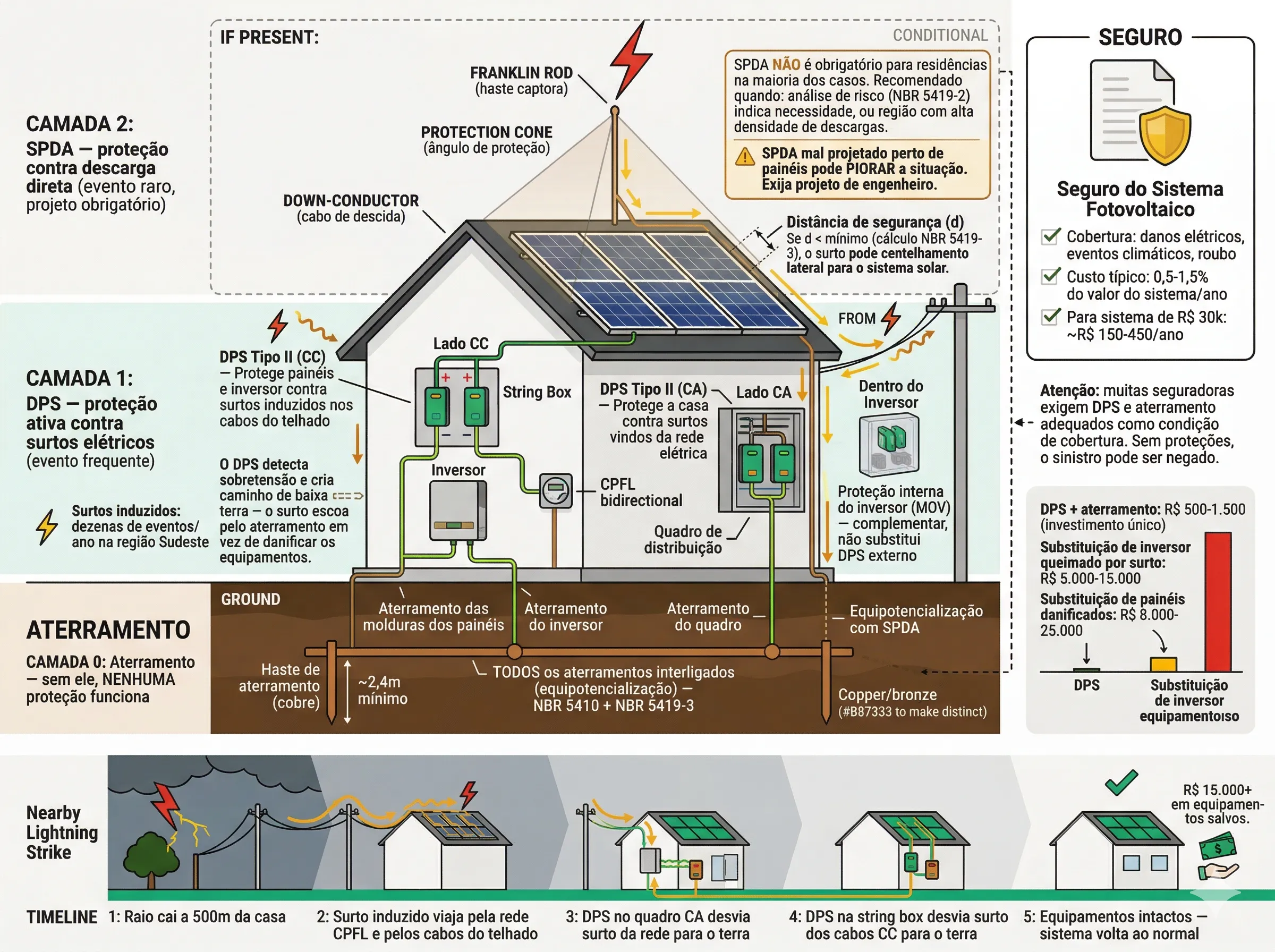 E se cair um raio? O para-raios e o DPS protegem o sistema solar