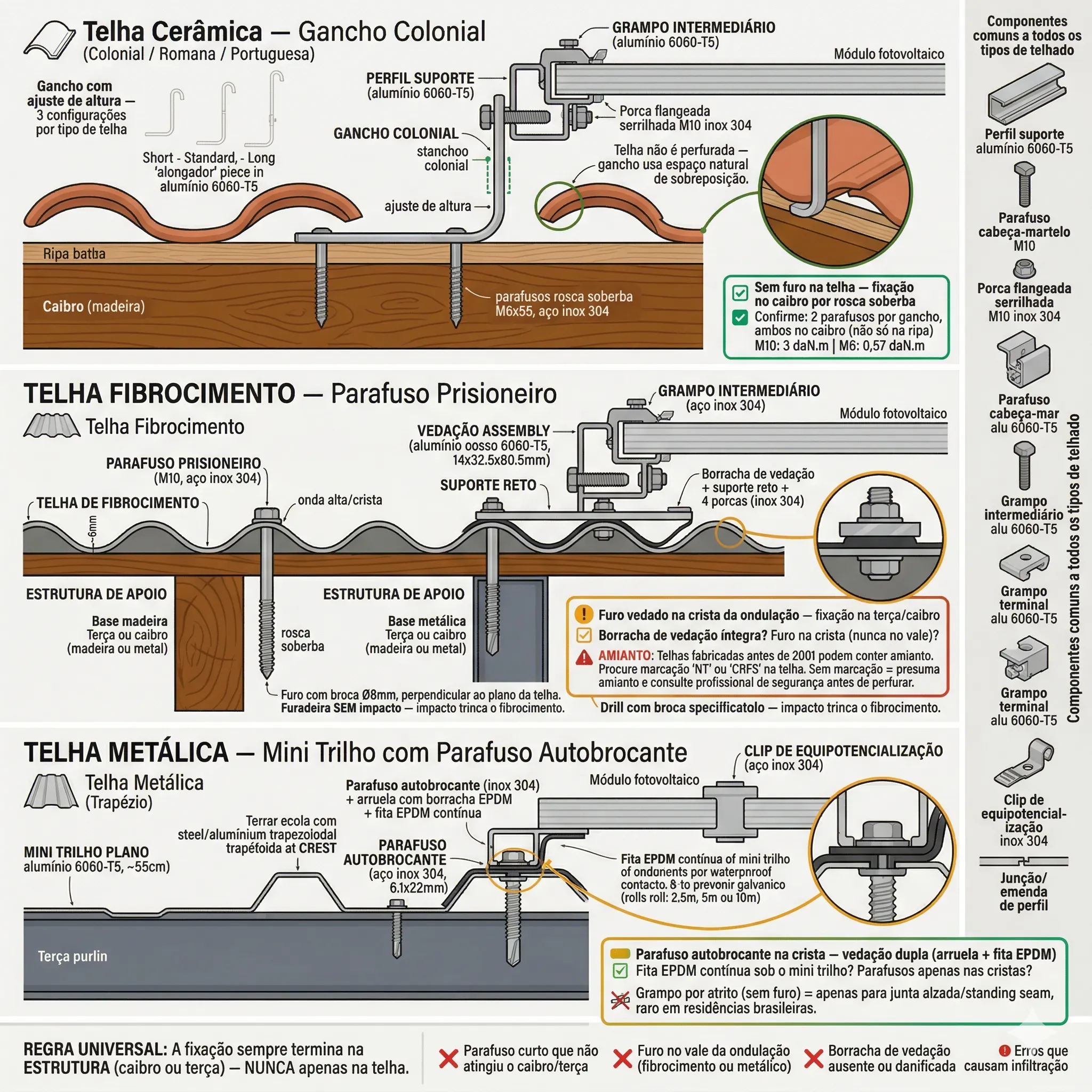 Mito: o telhado vai vazar? A instalação correta NÃO fura telhas cerâmicas