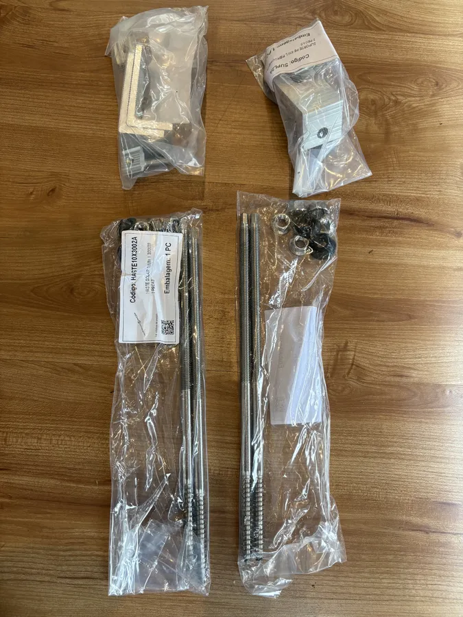 Haste solar 10mm e suporte pé em L para fixação em telha de fibrocimento